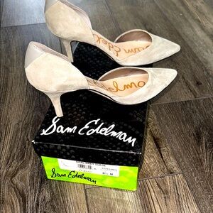 Sam Edelman Gray Heels with Pointed Toe and Suede Finish